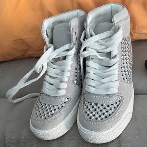 Gianni Bini White Studded High-Top Sneakers